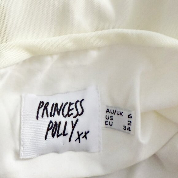 Princess Polly Ivory Ruched Draped Crop Cap Sleeve Top Sz 2 - Picture 5 of 8